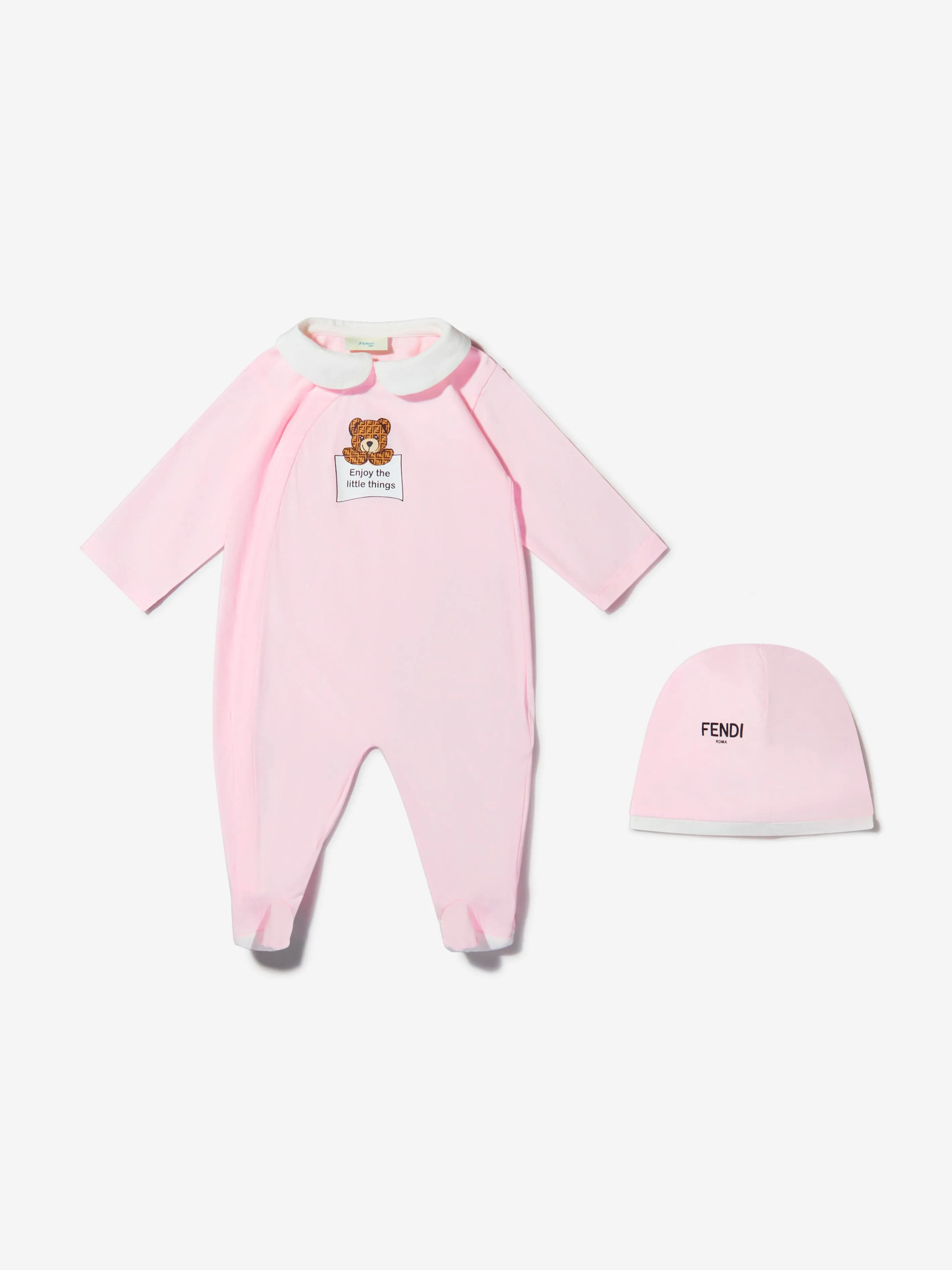 Fendi Baby Girls Cotton Teddy Bear Babygrow Gift Set