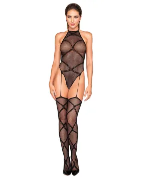 Fishnet Knitted Criss-Cross Bodystocking