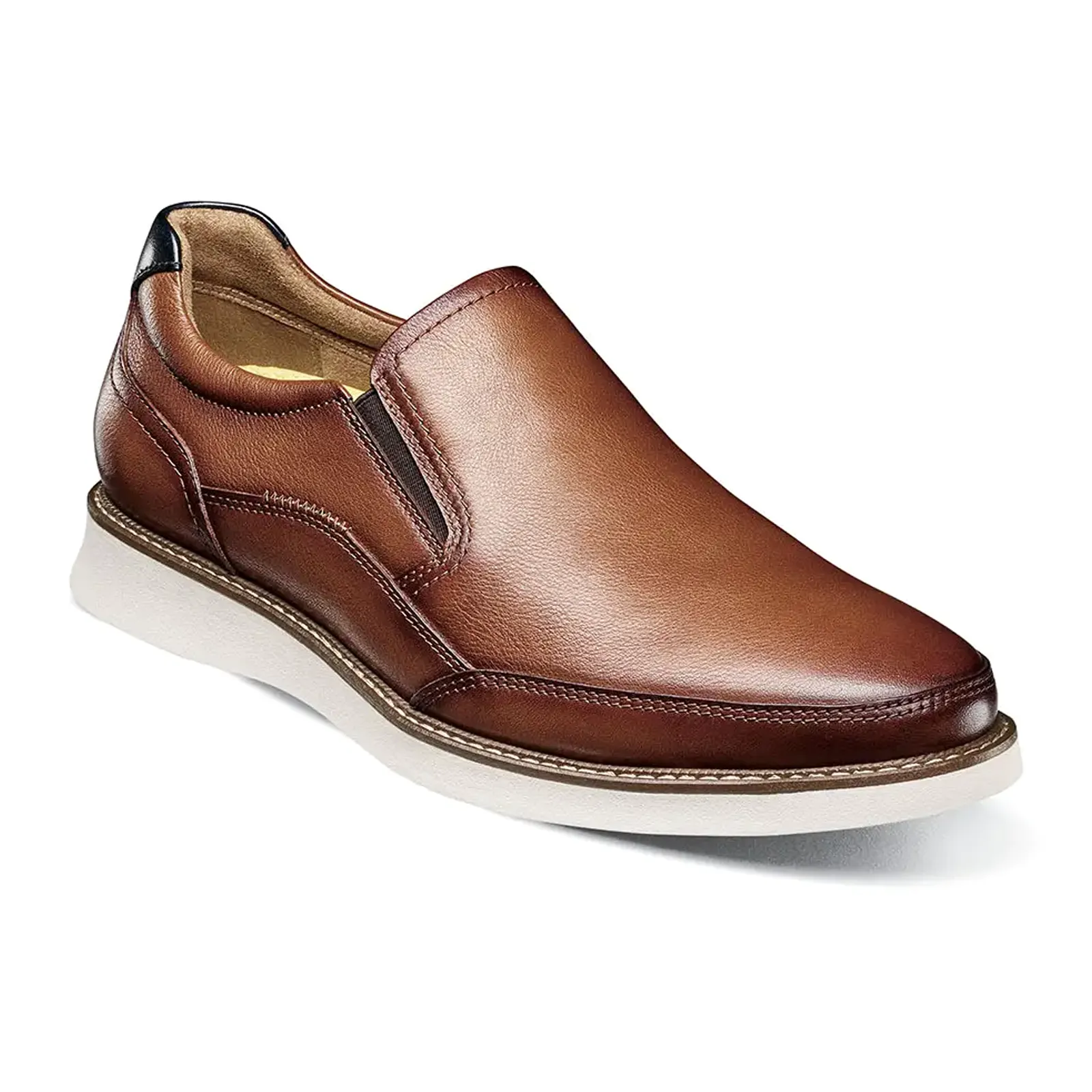 Florsheim Launch Moc Toe Slip On (Men) - Cognac/Navy Smooths/White Sole