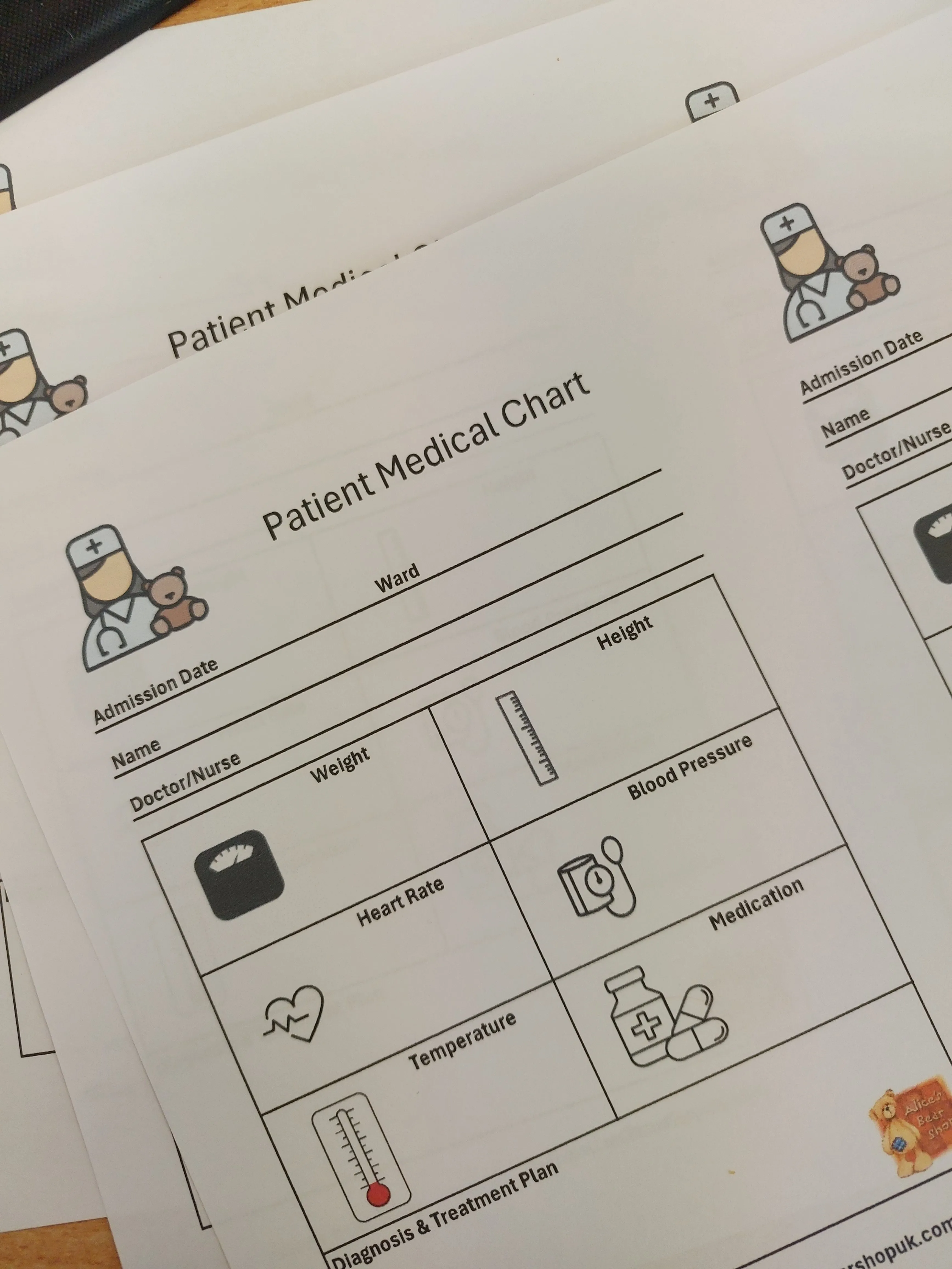 ***FREE DOWNLOAD*** Playtime Teddy Hosptial Patient Medical Chart Printable