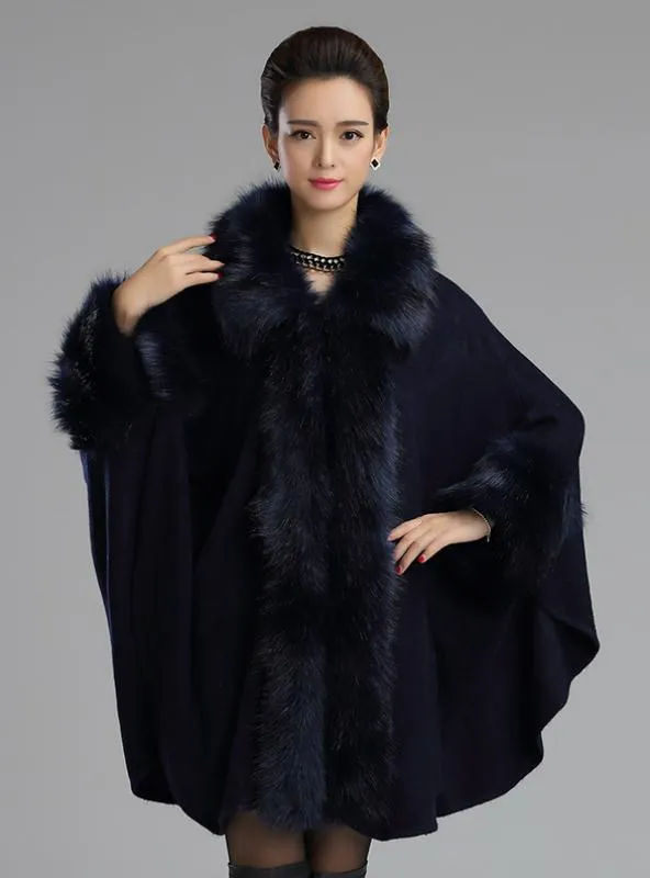 FUR SHAWL COAT KNITTED CARDIGAN SHAWL CLOAK