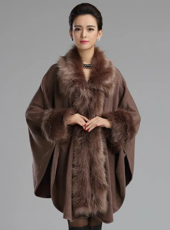 FUR SHAWL COAT KNITTED CARDIGAN SHAWL CLOAK