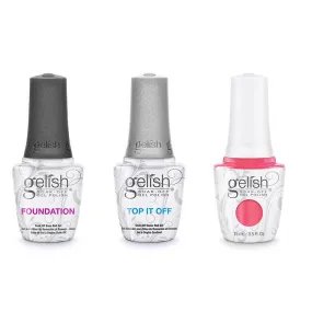 Gelish Combo - Base, Top & Hip Hot Coral