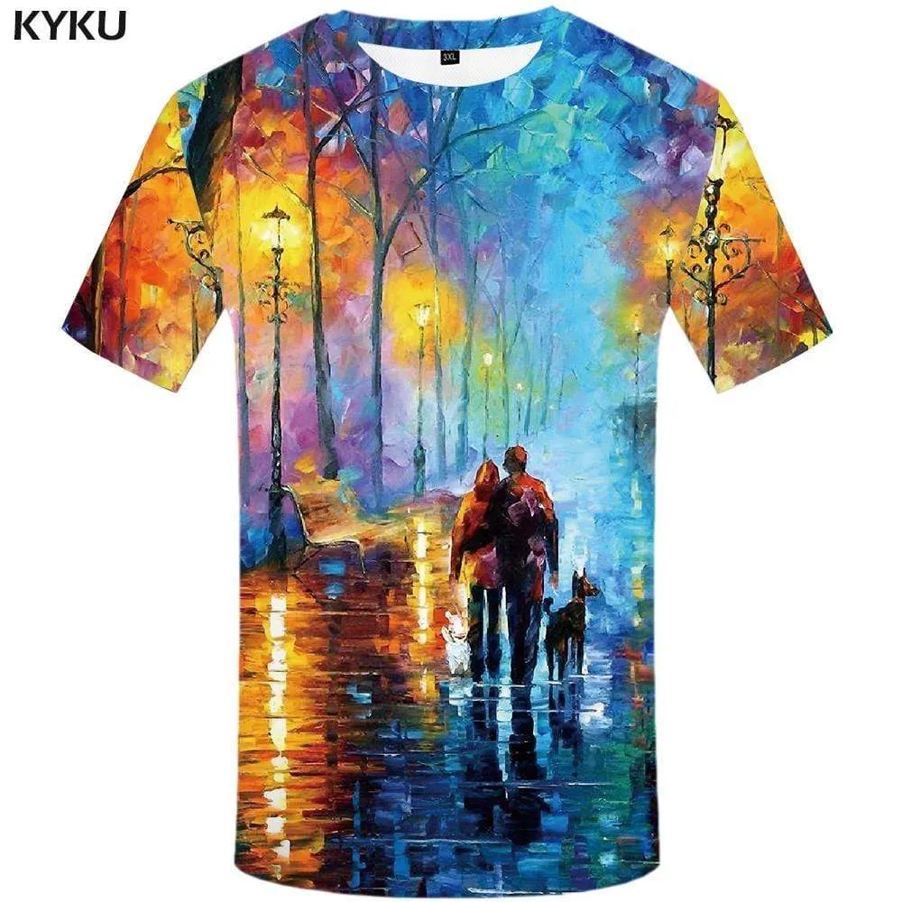 Graffiti T shirt Men Character Tshirts Print Art T-shirt 3d Dog Tshirt Anime Colorful T shirts Funny Mens Fashion Casual Unisex