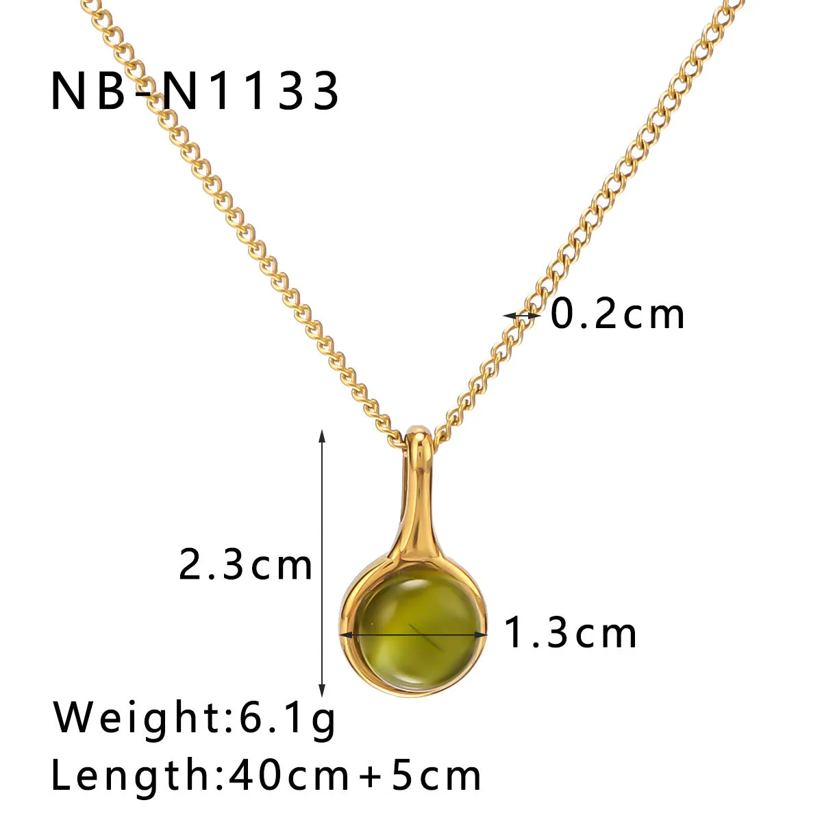 Green Sheen Pendant Gold Necklace jltn1143