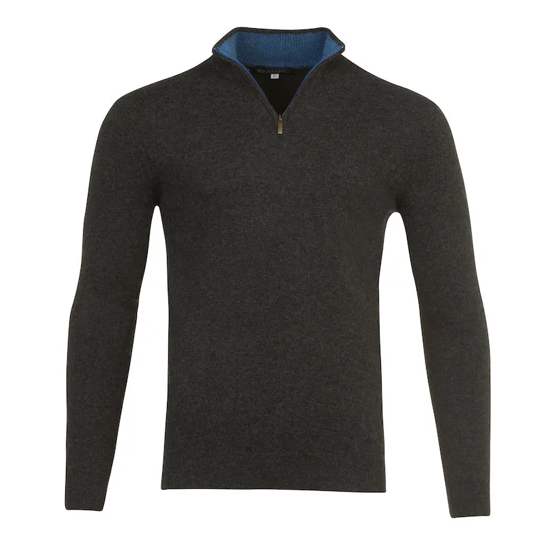 Half Zip Two Tone Collar in Charcoal Grey