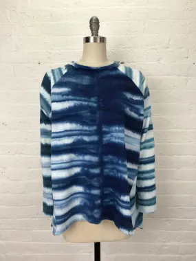 Heavyweight Fleece Raglan Sweatshirt in Navy Stripe - One Size