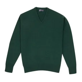 Holly Green Tobermorey 4ply V-Neck Cashmere Sweater