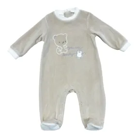 iDO - beige velour all in one , teddy and penguin front design