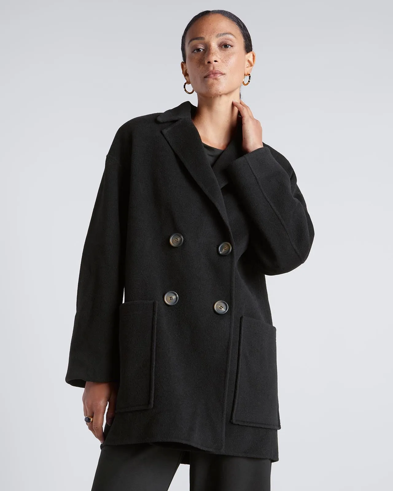 Kate Young x Splendid Wool-Cashmere Double Breasted Coat