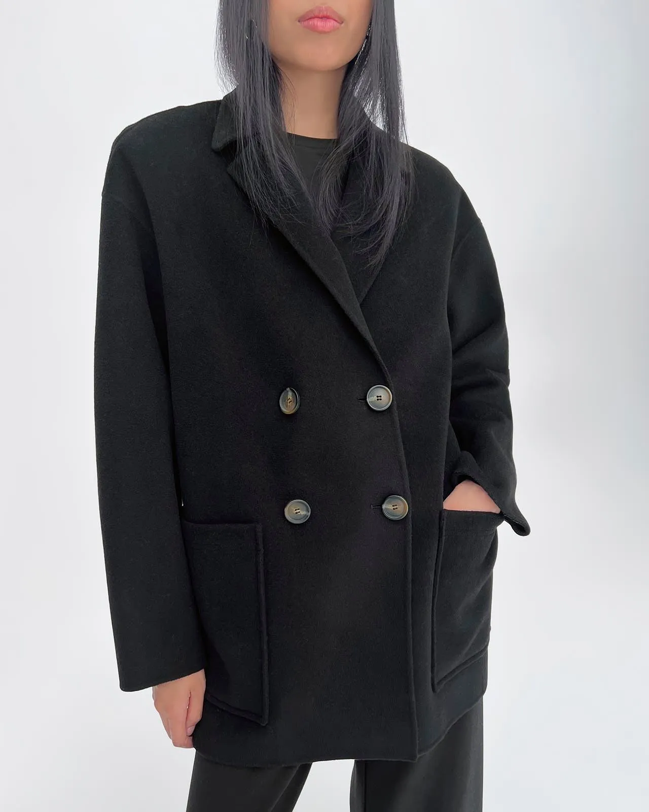 Kate Young x Splendid Wool-Cashmere Double Breasted Coat