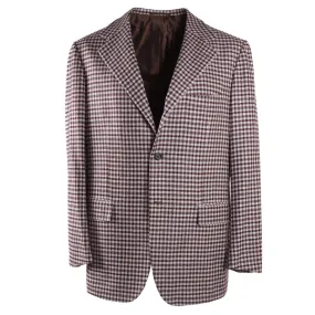 Kiton Burgundy Check Cashmere Sport Coat