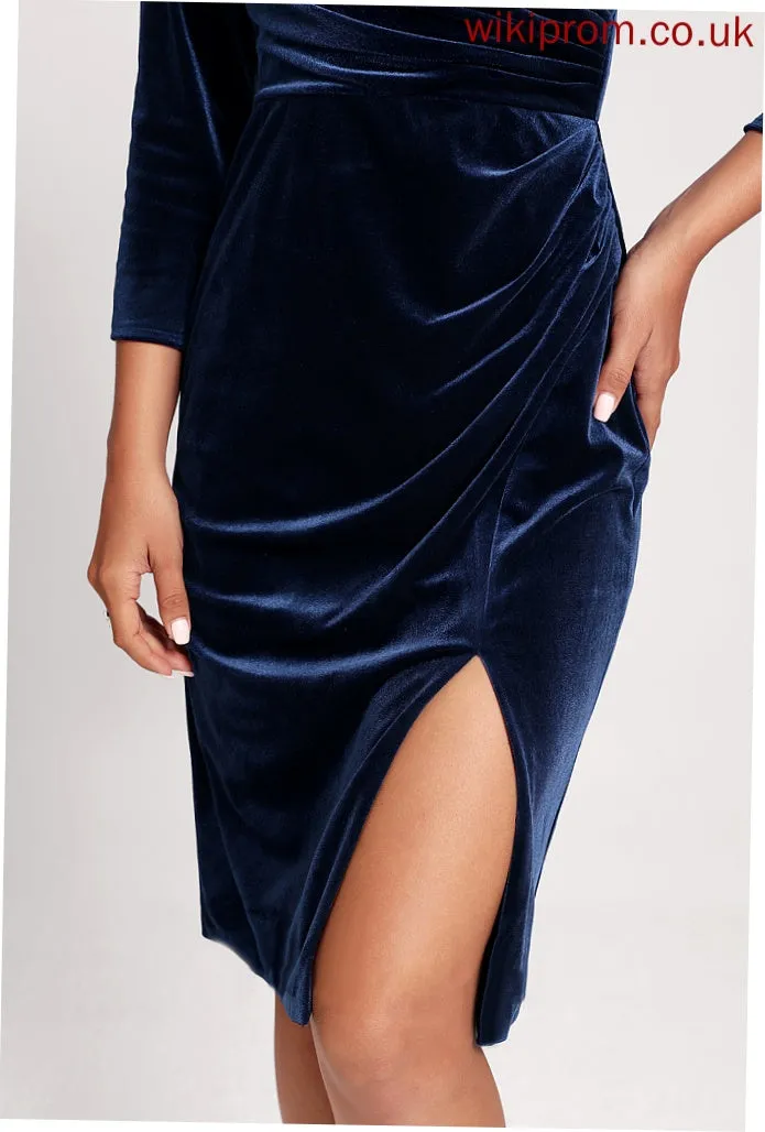 Knee-Length Bodycon Paityn Cocktail Velvet Club Dresses Dress V-neck