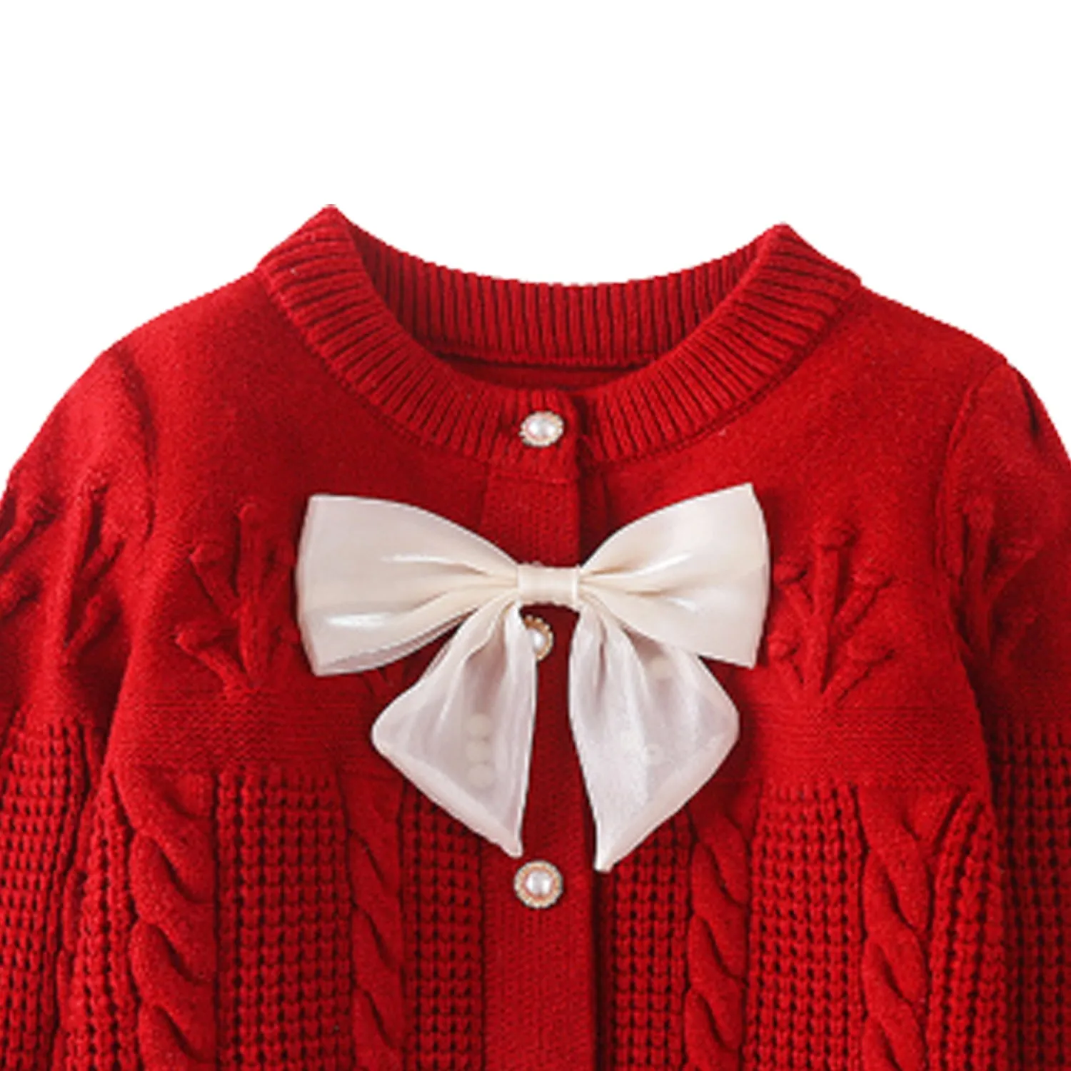 Little Surprise Box Kids Red Knitted Cardigan Sweater with Bow.