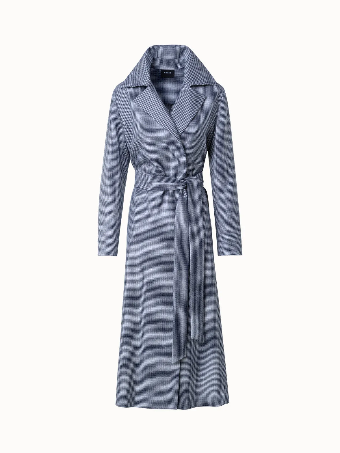 Long and Light Cashmere Coat in Houndstooth Design