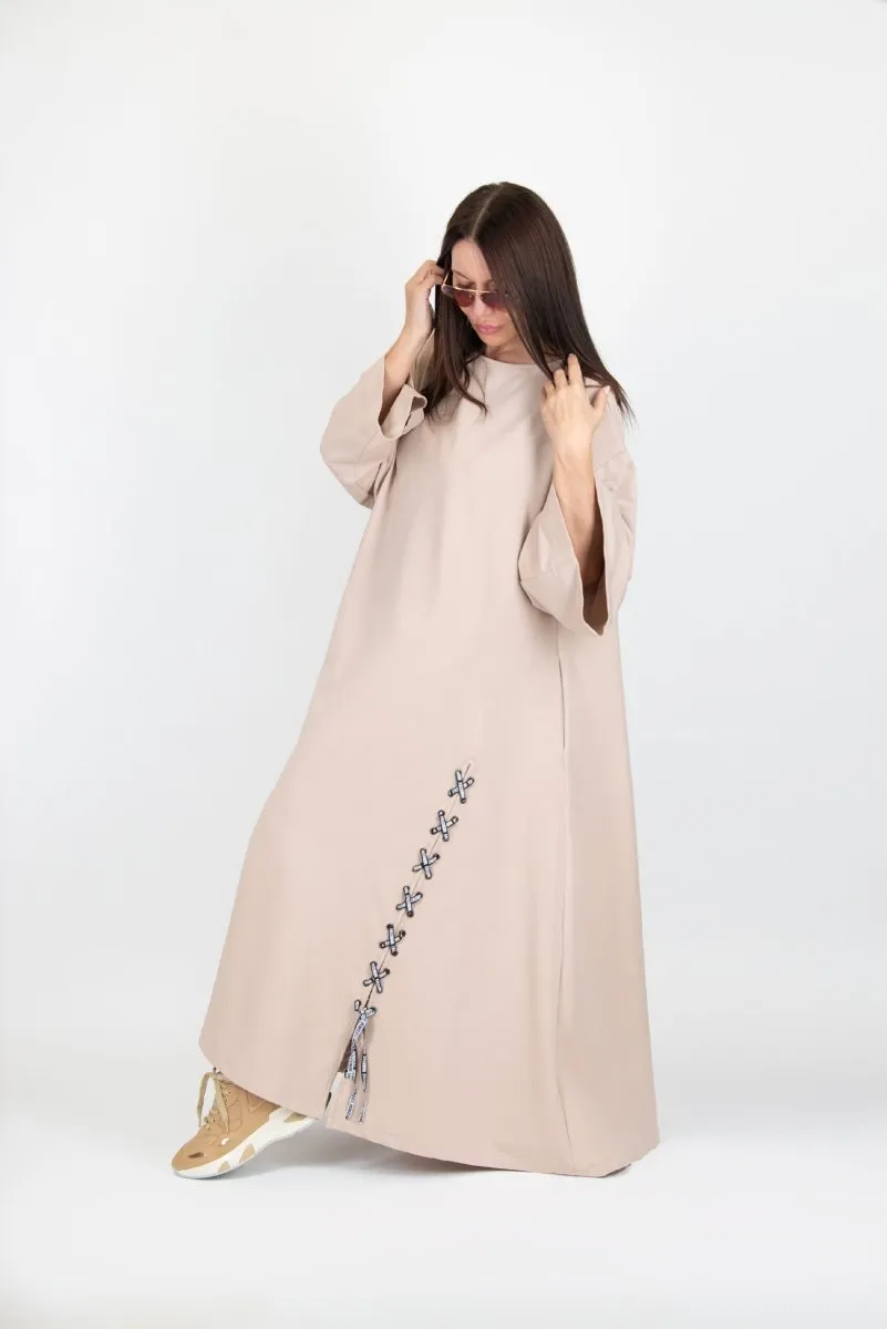 Long Beige Dress with pocket SAVINA