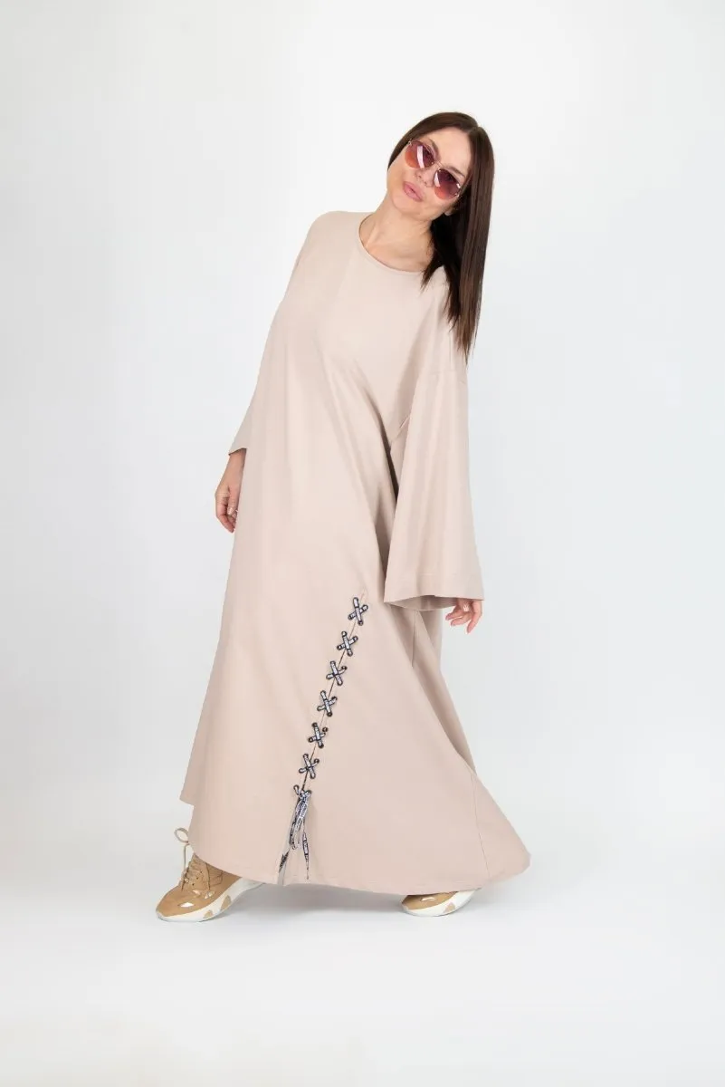 Long Beige Dress with pocket SAVINA