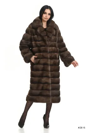 Long sable coat with english collar