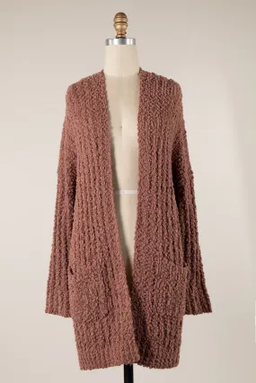 Long Sleeve Ribbed Popcorn Knit Cardigan