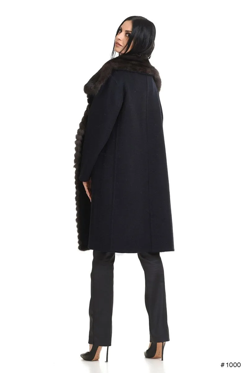 Loro Piana cashmere coat with precious sable trimming