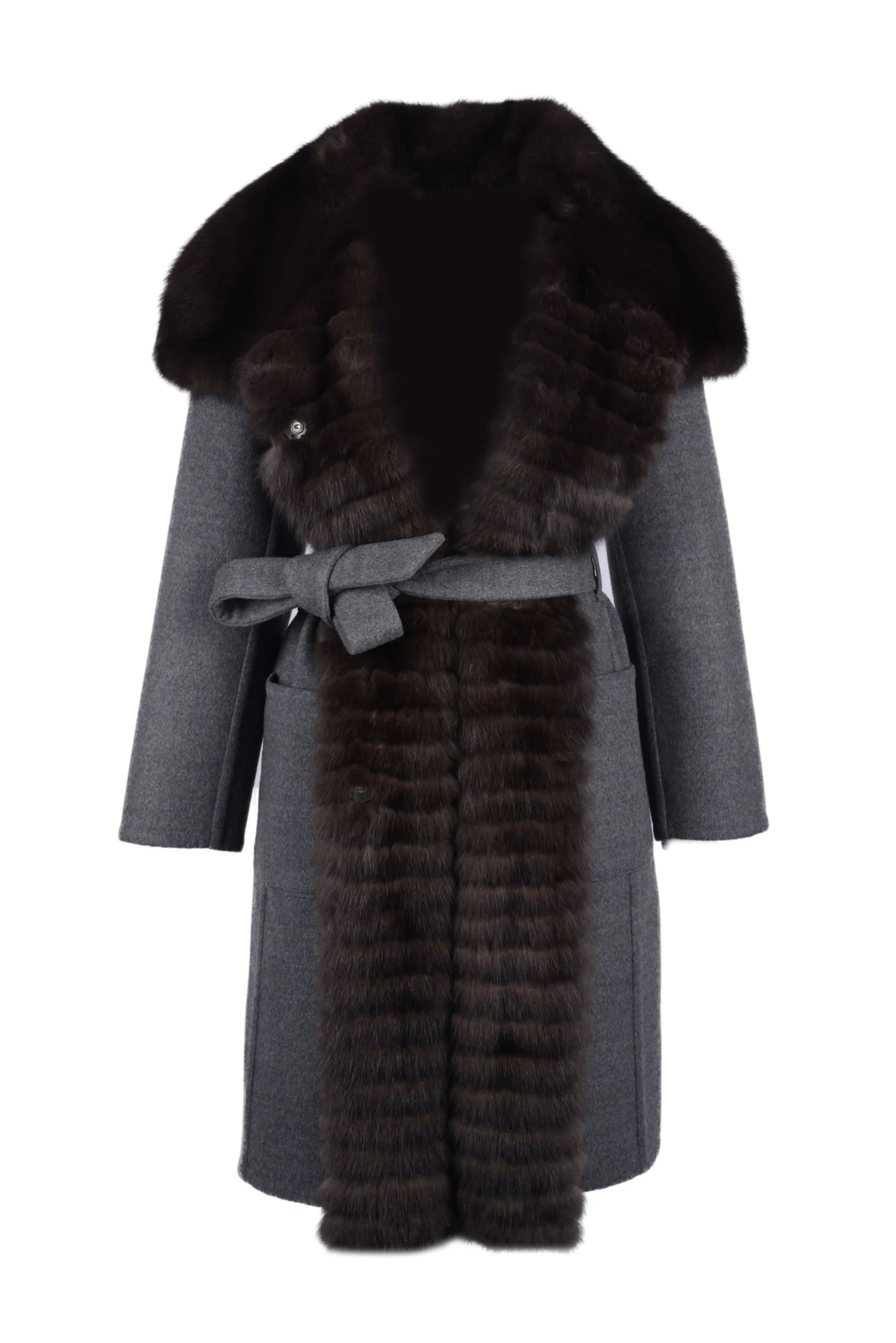 Loro Piana cashmere coat with precious sable trimming