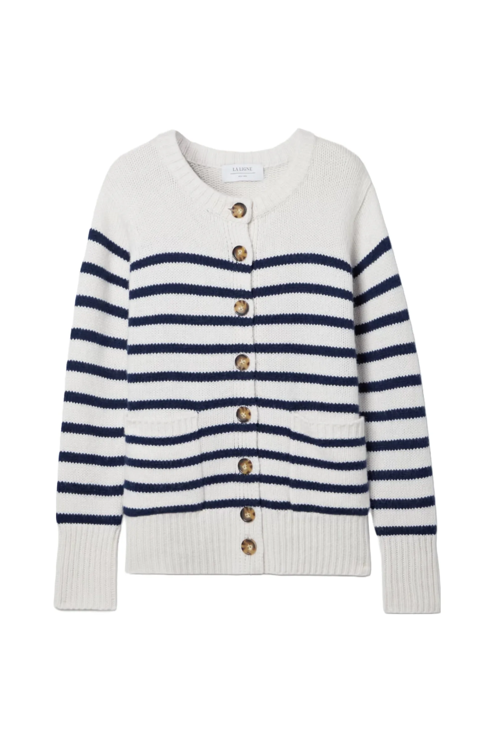 Marin Cream Striped Wool and Cashmere-blend Cardigan