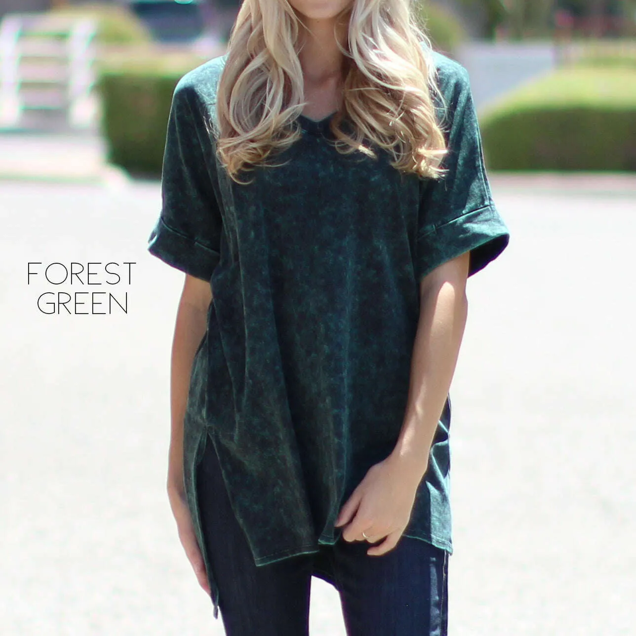 Mineral Wash Side Slit Tee | S-3XL