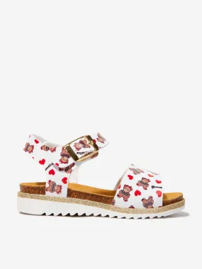 Monnalisa Girls Faux Leather Teddy Heart Sandals