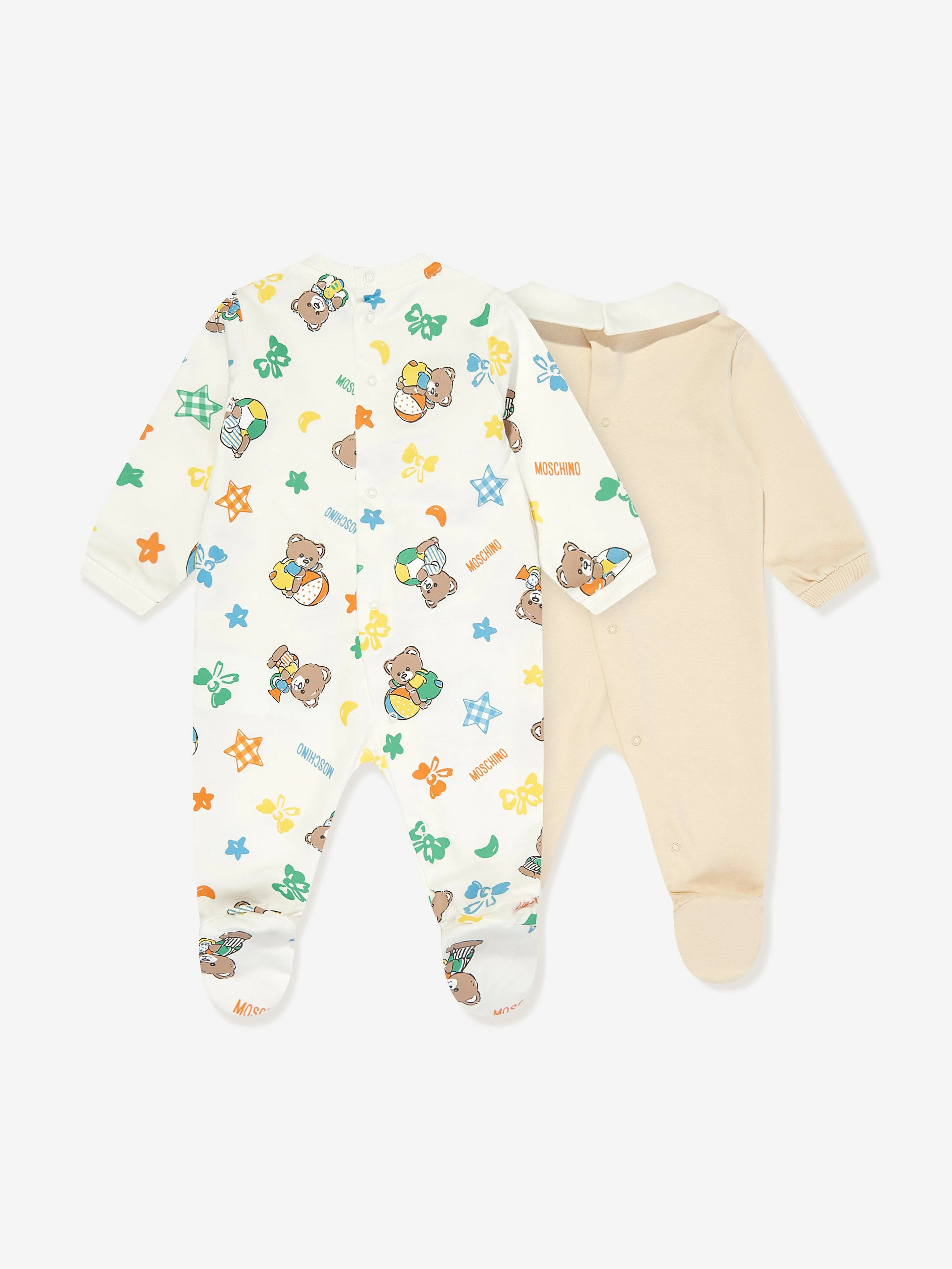 Moschino Baby Bear 2 Pack Babygrow Gift Set in Ivory