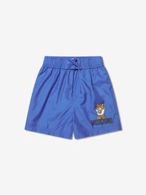 Moschino Boys Teddy Logo Swim Shorts in Blue