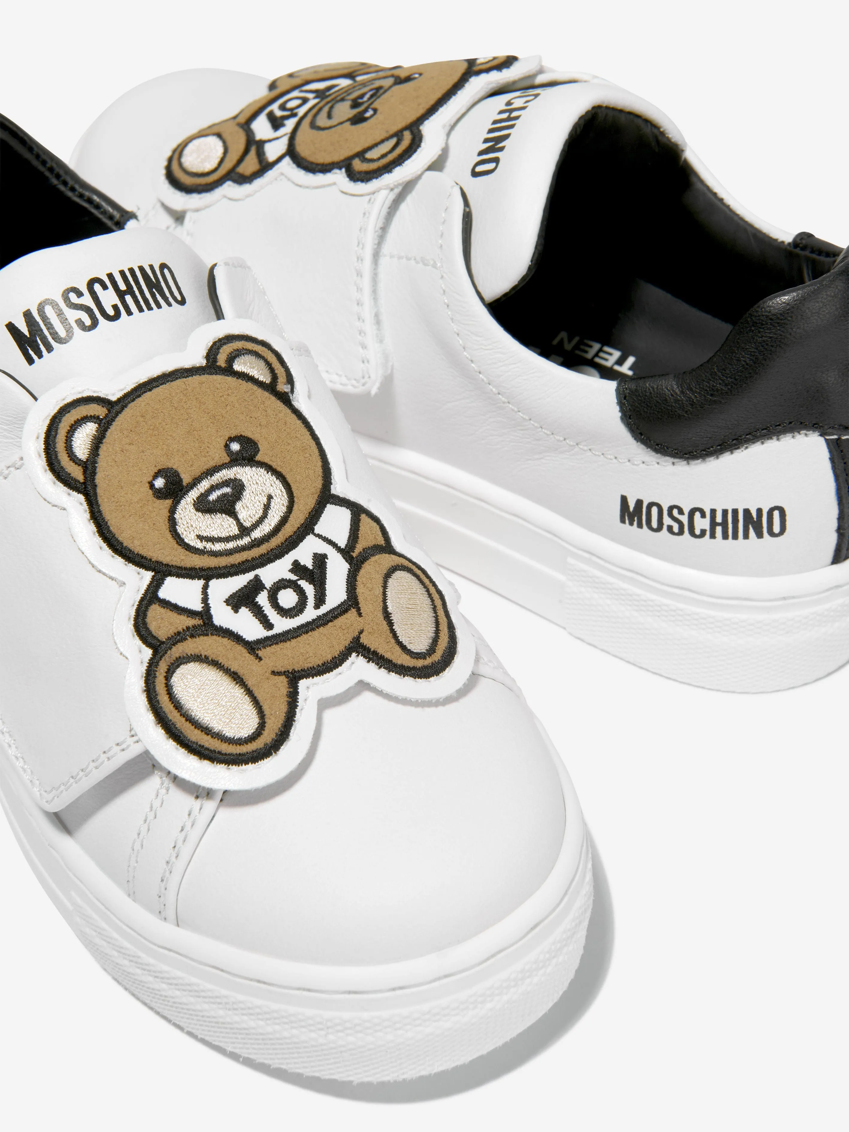 Moschino Unisex Leather Teddy Bear Strap Trainers