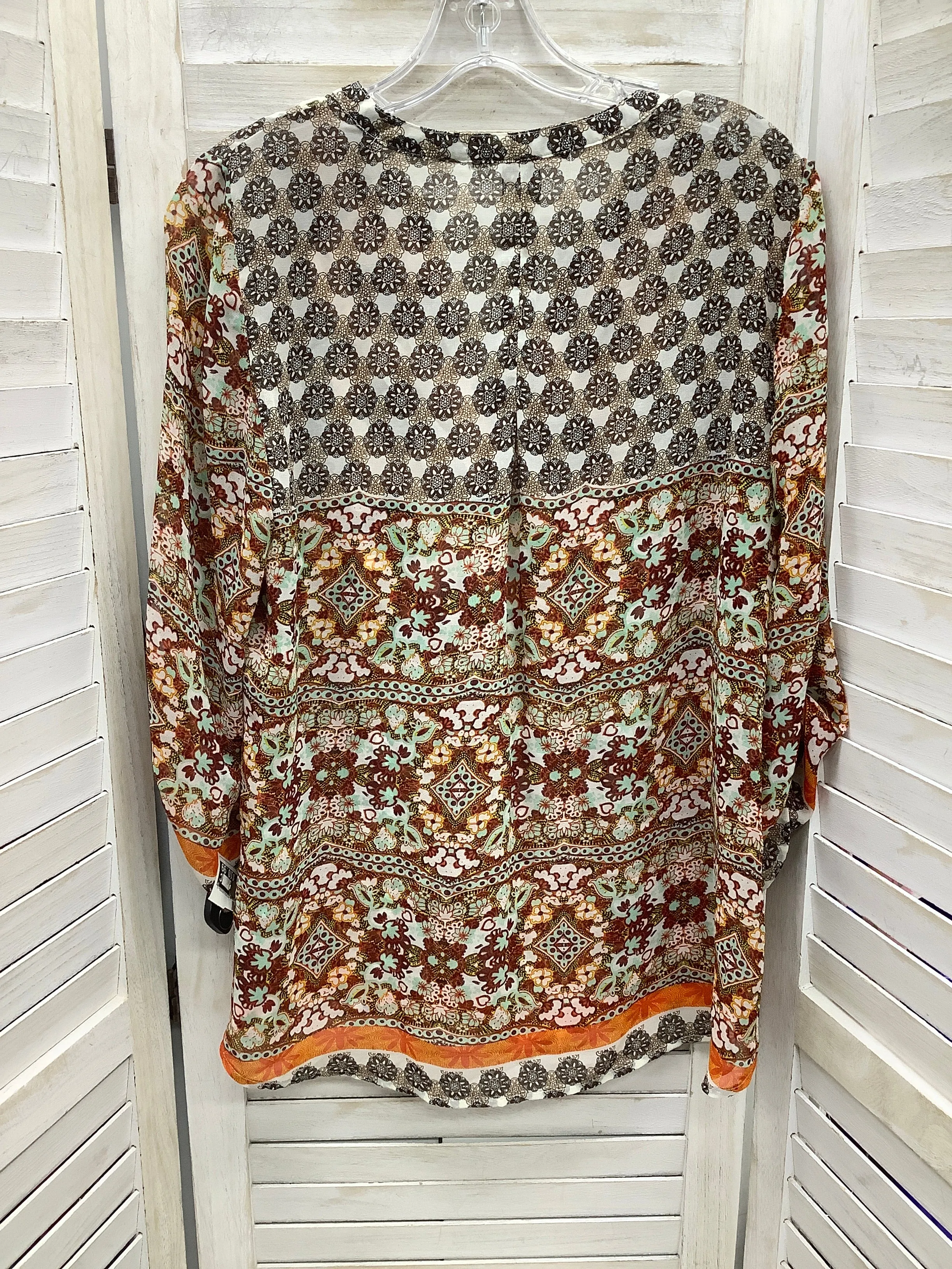 Multi-colored Tunic Long Sleeve Valerie Stevens, Size Xl