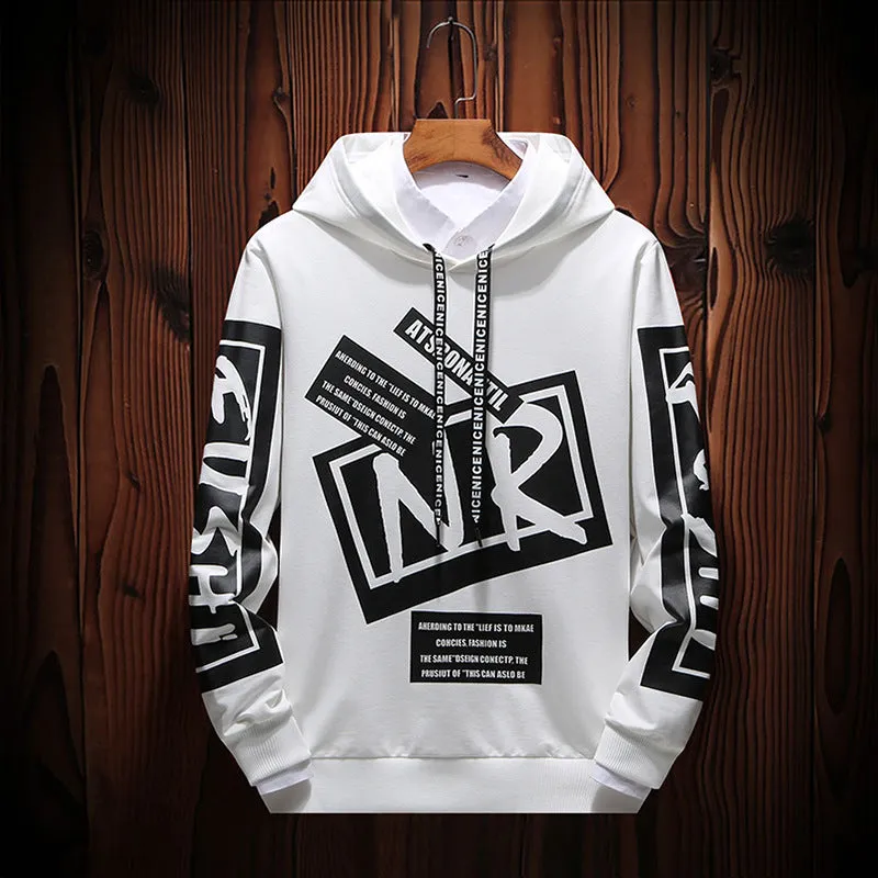 New Casual Black White HOODIE Men Hip Hop Street Wear Letter Print Sweatshirts Skateboard Men/Woman Pullover Hoodies Male Hoodie