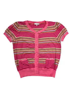 Next Pink Stripe Short Sleeve Cardigan