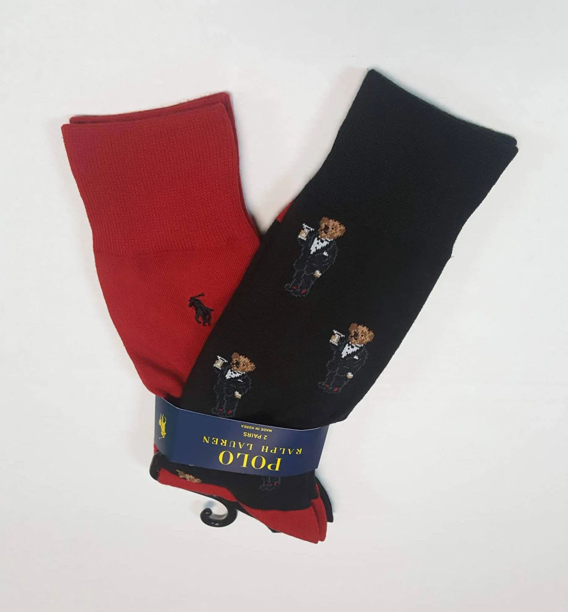 Nwt Polo Ralph Lauren Black Martini Allover Teddy Bear Socks