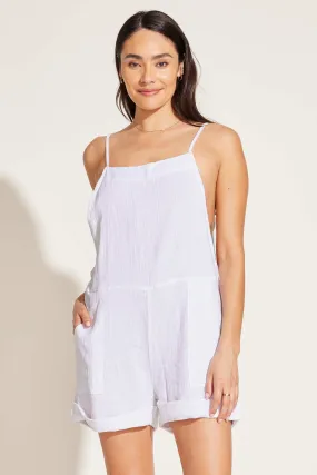 Ophelia Overall - White Crinkle Linen