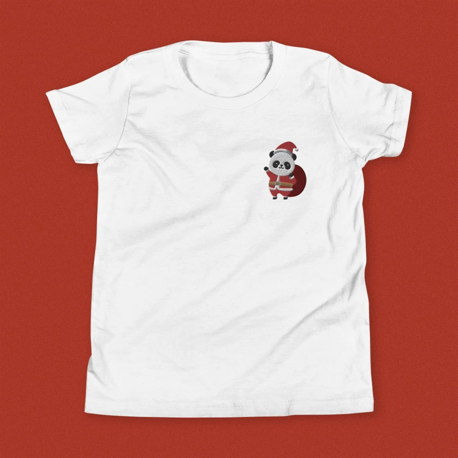 Panda Santa Embroidered Kids T-Shirt