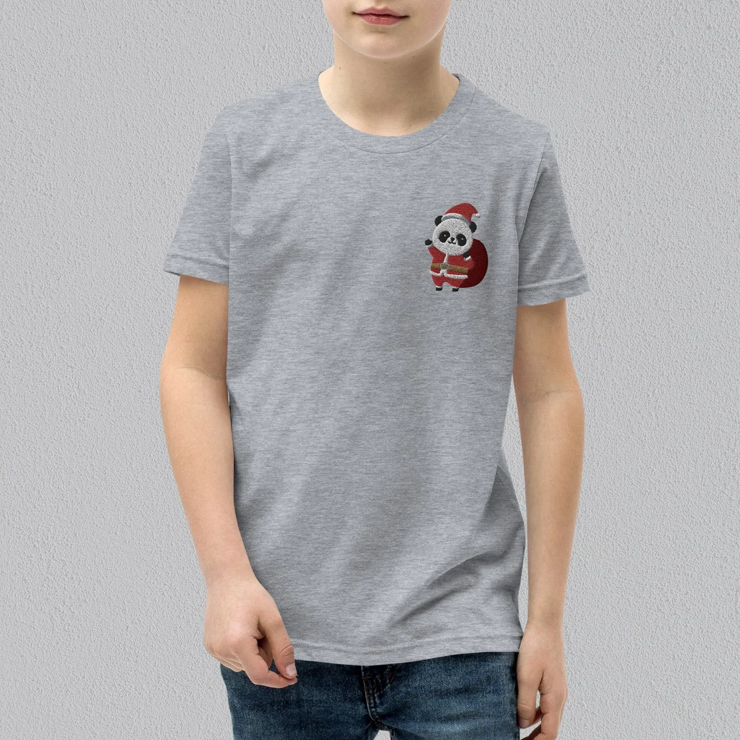 Panda Santa Embroidered Kids T-Shirt