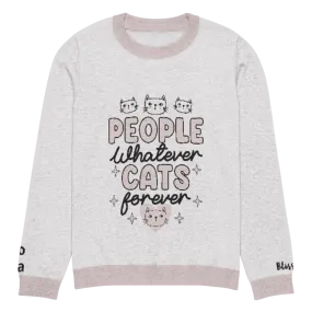 People Whatever Cats Forever Personalized Knit Sweater