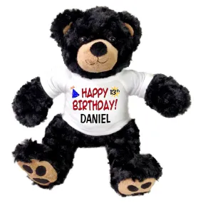 Personalized Birthday Teddy Bear - 13 Inch Black Vera Bear