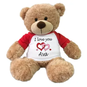 Personalized I Love You Teddy Bear - 13" Bonny Bear