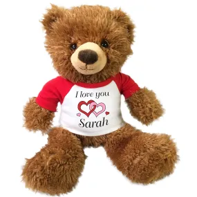 Personalized I Love You Teddy Bear - 14" Brown Tummy Bear