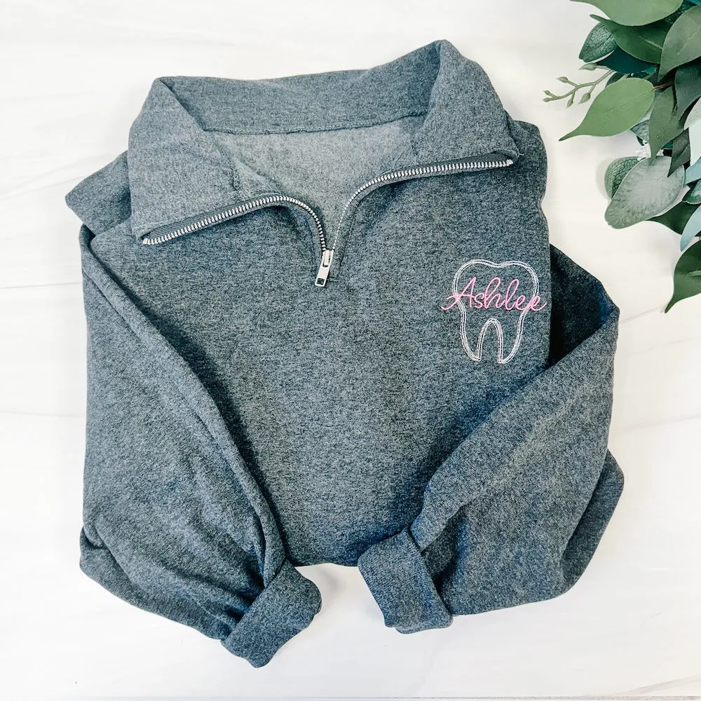 Personalized Quarter Zip Sweatshirt - Dental Hygienist