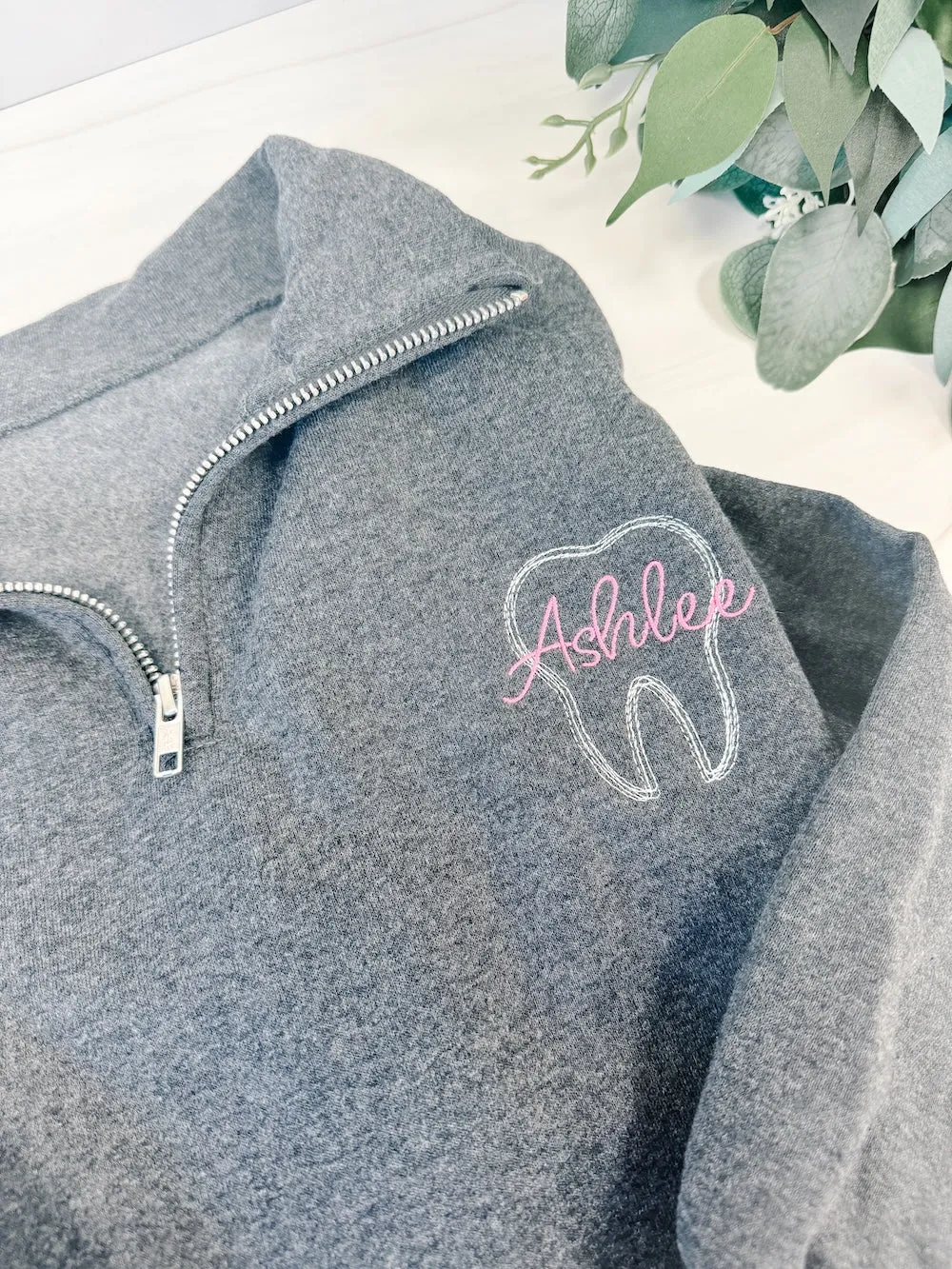 Personalized Quarter Zip Sweatshirt - Dental Hygienist