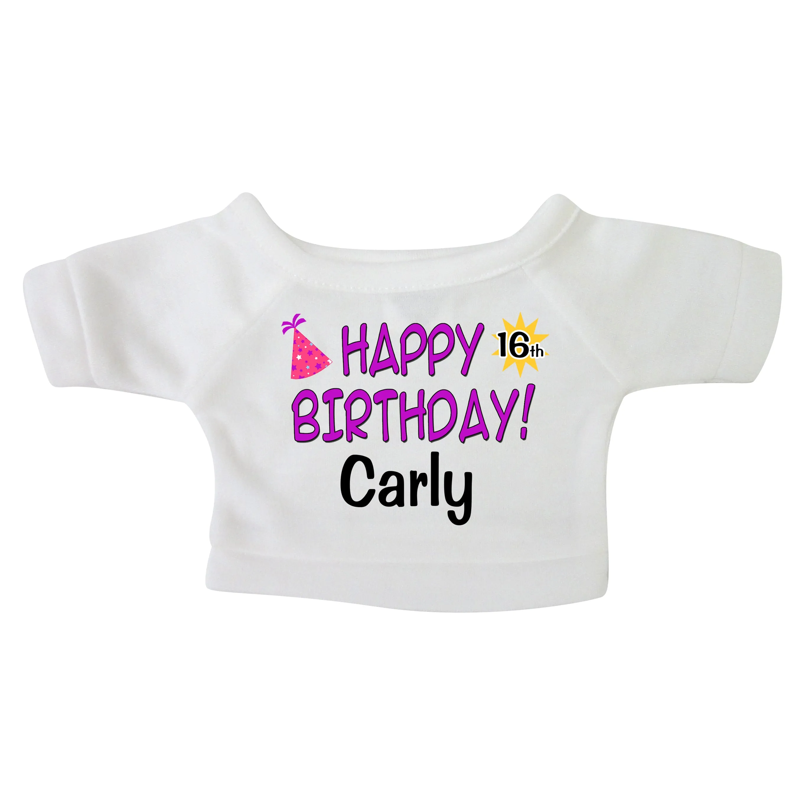 Personalized T-Shirt for 12-14" Teddy Bears or Stuffed Animals - Happy Birthday Design