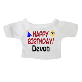 Personalized T-Shirt for 12-14" Teddy Bears or Stuffed Animals - Happy Birthday Design