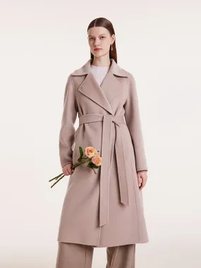 Pink Pure Cashmere Straight Lapel Women Coat