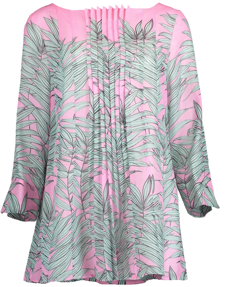 Pleat Front Palm Print Tunic