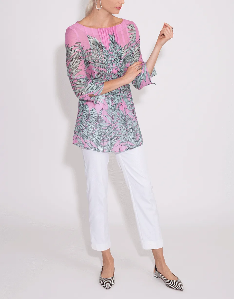 Pleat Front Palm Print Tunic