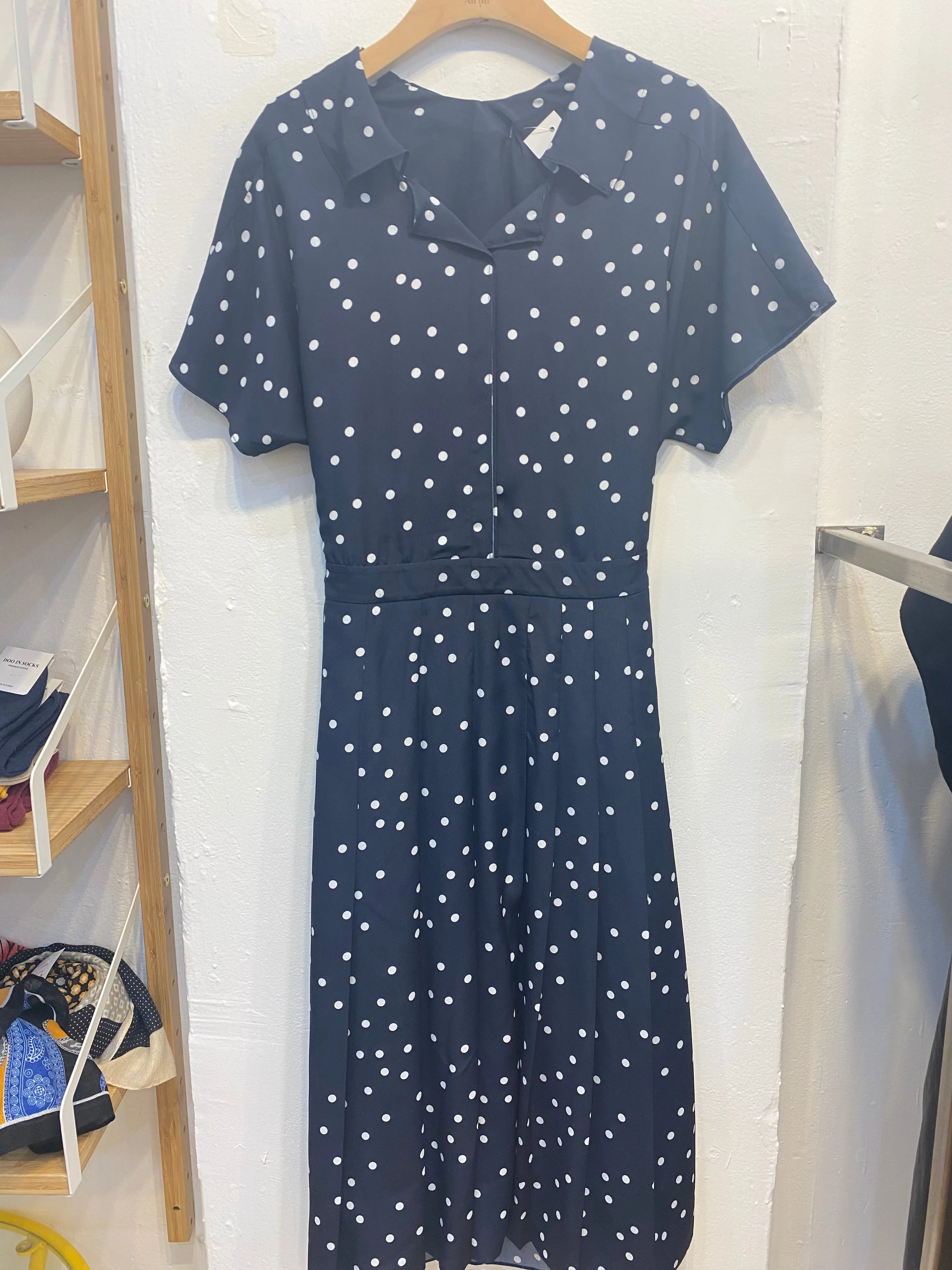 Polka dot navy dress